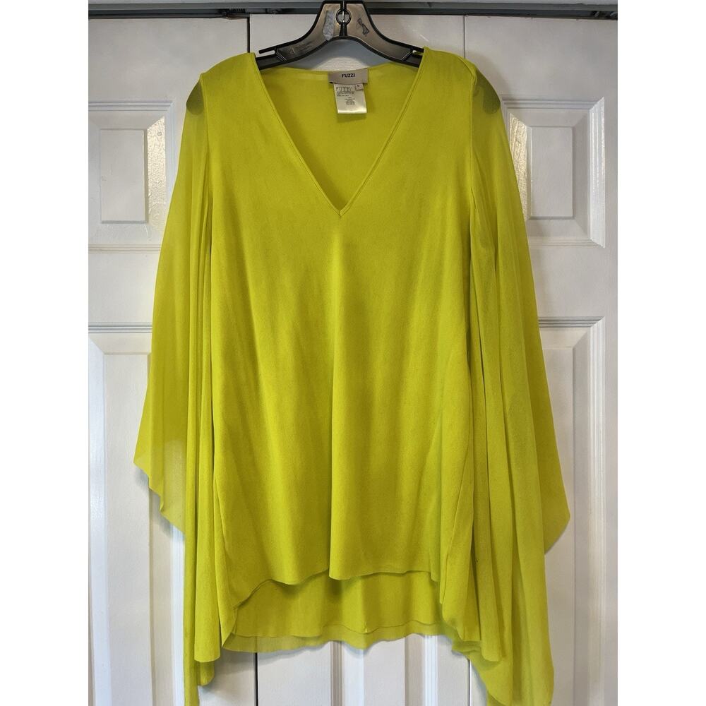 Fuzzi Jean Paul Gaultier Mesh Flow Neon Yellow Lime top Sz L